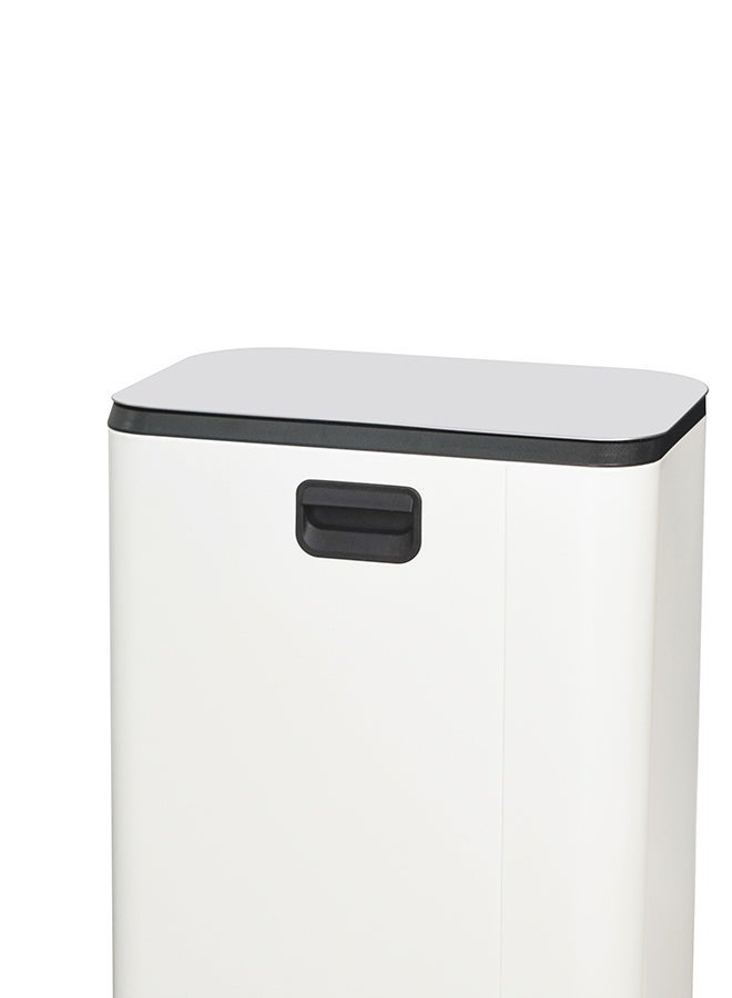 ايست من نون سلة مهملات بغطاء ناعم 50 لتر مطلية بالبودرة للخطوات للمطبخ، غطاء يغلق بهدوء مع وظيفة البقاء مفتوحًا، سلة بدون استخدام اليدين، 44.8 سم طول × 34.1 سم عرض × 61.2 سم ارتفاع، كريمي - Image 5